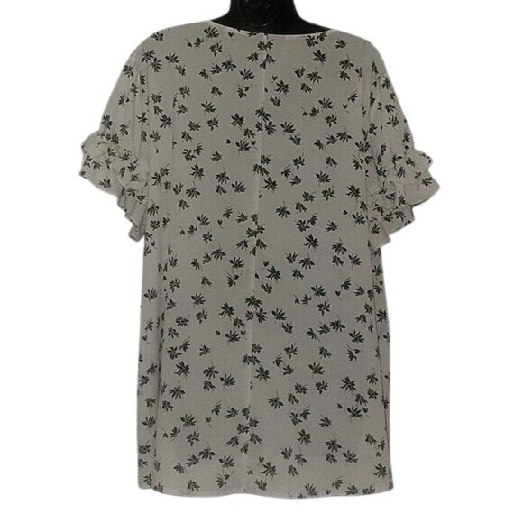 Lane Bryant Womens Plus Size 28 Ruffle Sleeve Floral Print Top Lightweight White - Picture 4 of 6